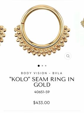 Body Vision Los Angeles BVLA 14k Yellow Gold Septum Ring